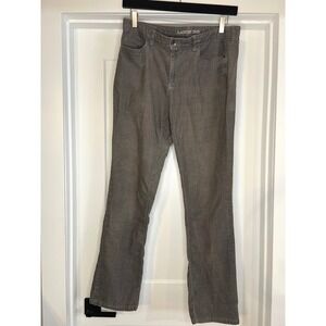 Lands End Womens Grey Mid Rise Straight Corduroy Pants Size 12 Stretch Fine Wale